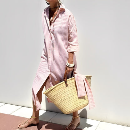 Paulette - Klasické pruhované košilové šaty pro ženy