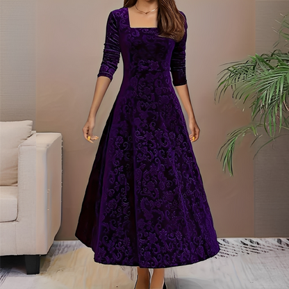 Malvina - Elegantní šaty s hranatým výstřihem pro ženy