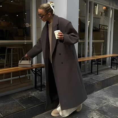 Veronica - Módní, volně padnoucí dlouhý dámský kabát