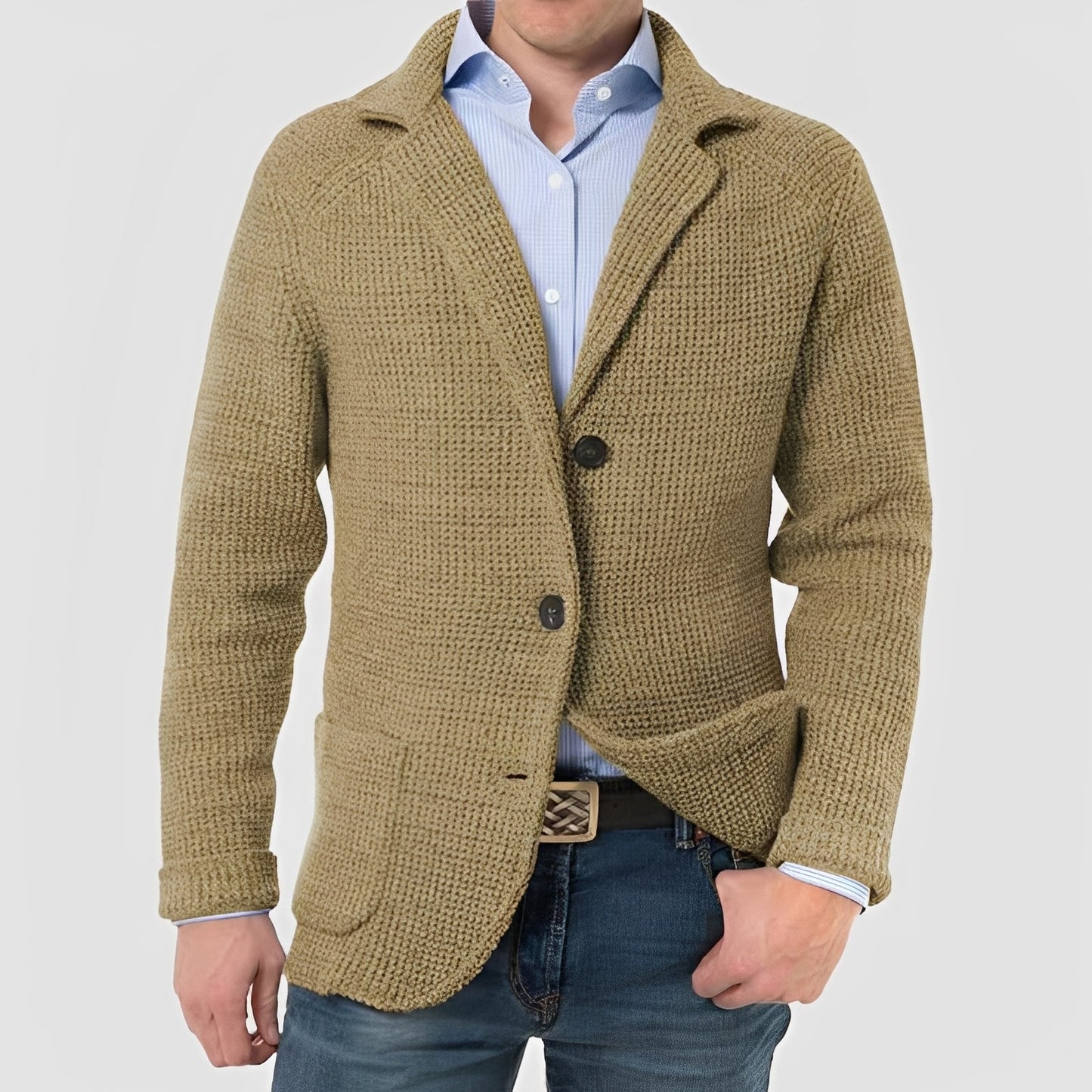 Gerald - Moderní pletená bunda s kapsami a klopami pro muže
