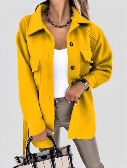 Tiffanie - Moderní, lehká vlněná bunda s převráceným límcem pro ženy