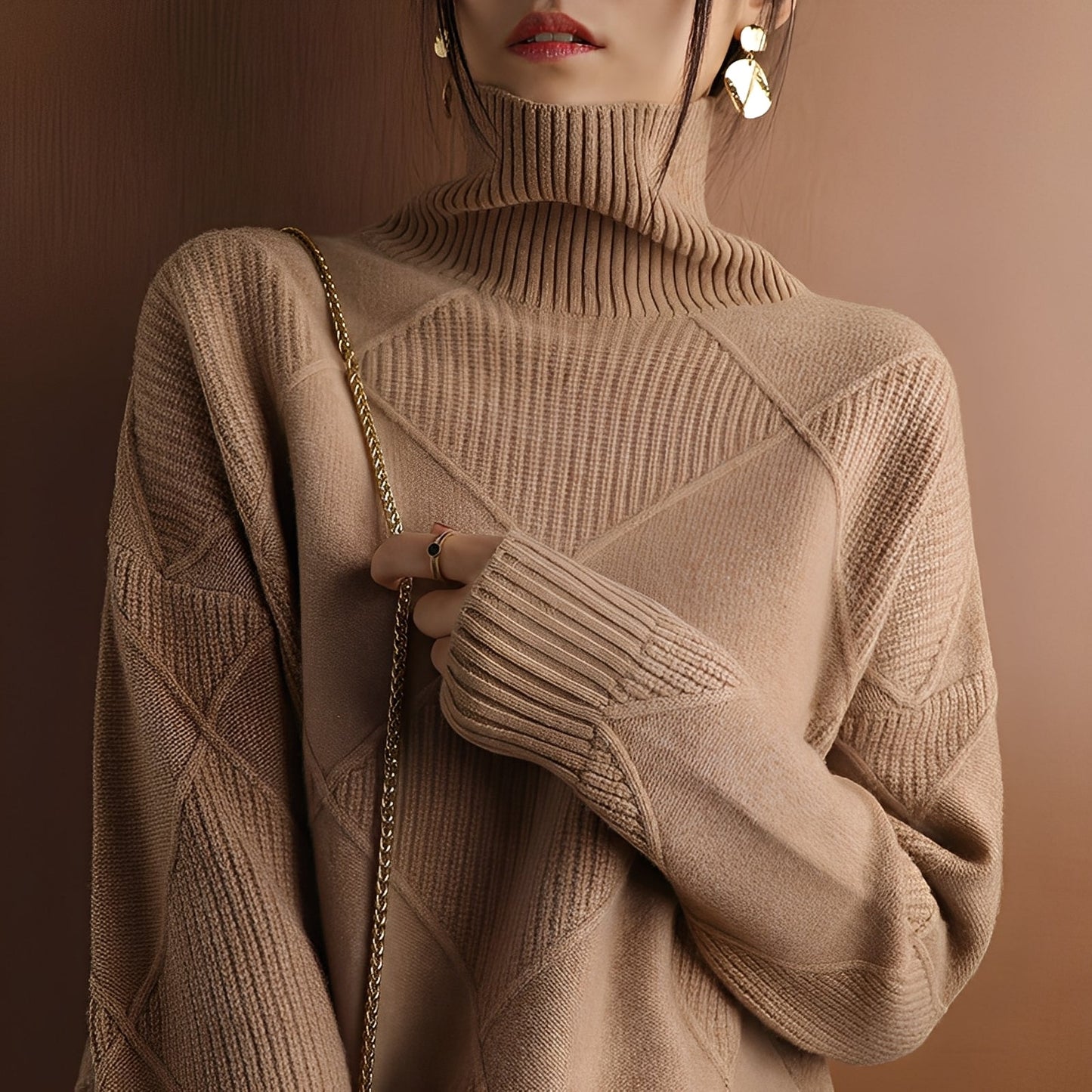 Mariette - Svetr s rolákem oversize zimní pro ženy