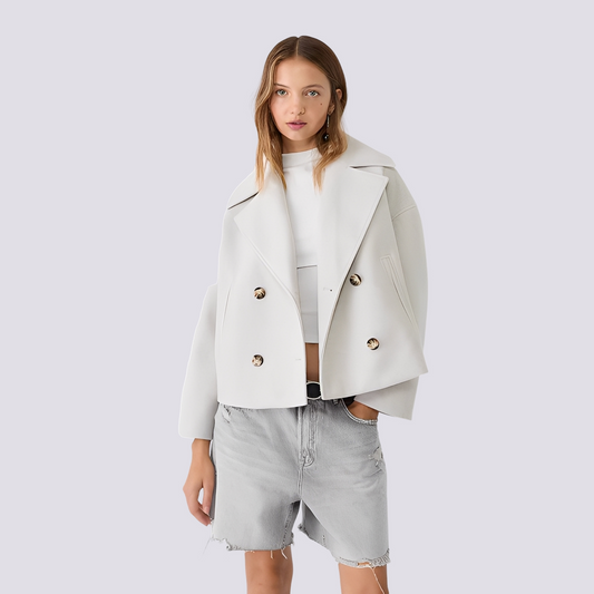 Bethney - Krátký stylový vlněný kabát s reverzním límcem pro ženy