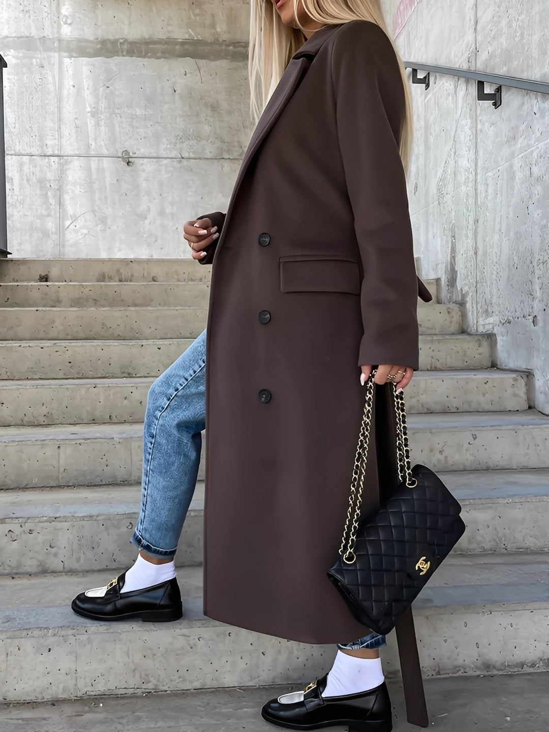 Suzanne - Tradiční dvouřadý kabát s páskem pro ženy