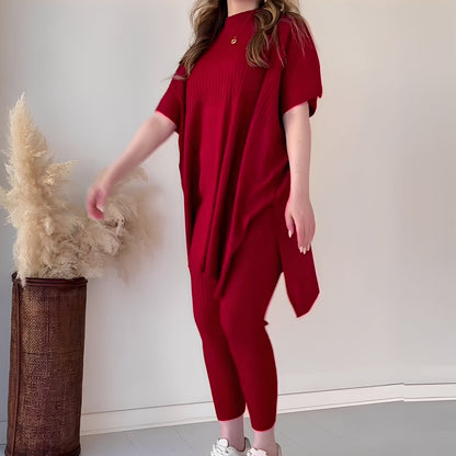 Roxanna - Pohodlná, volně padnoucí pletená dvoudílná sada pro ženy