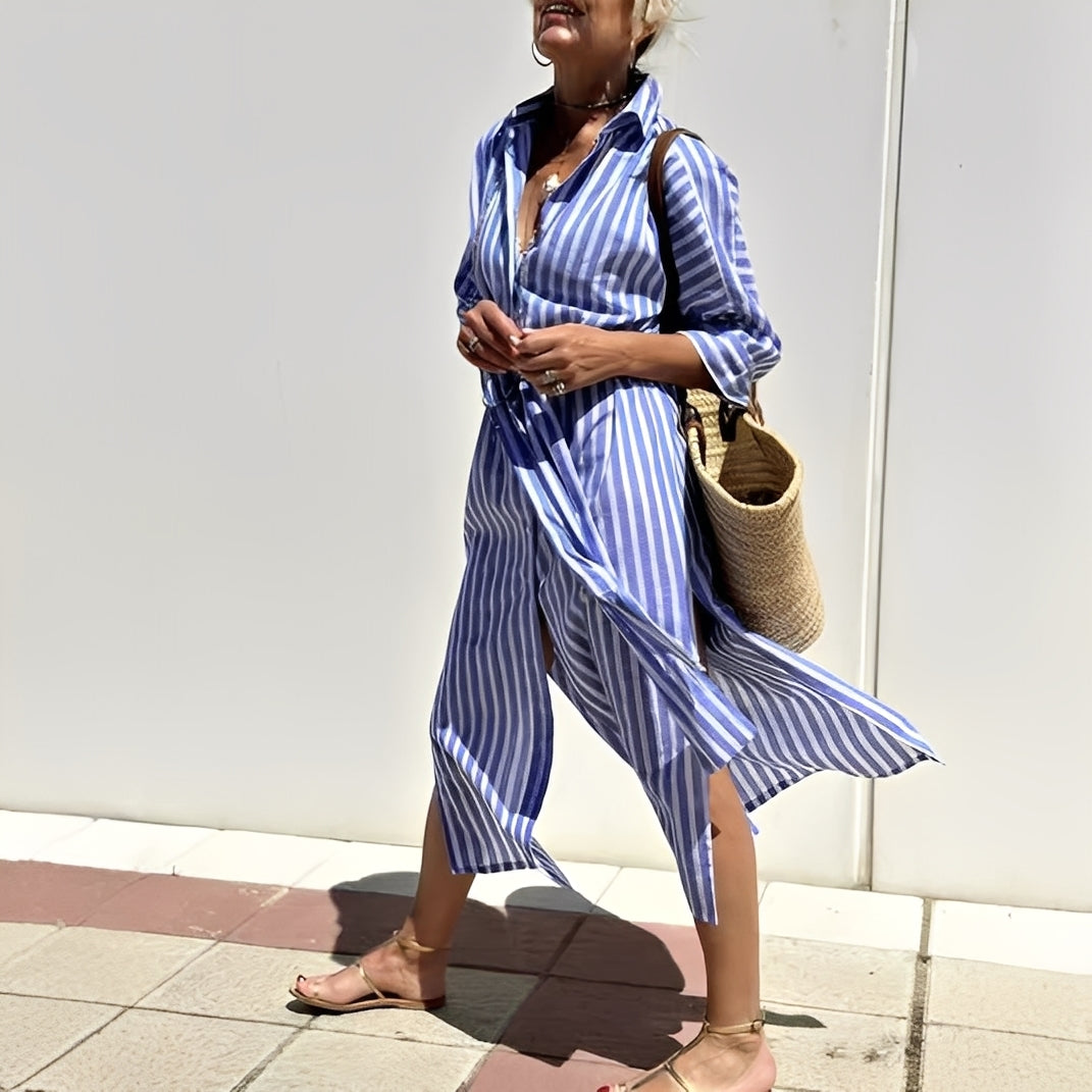 Paulette - Klasické pruhované košilové šaty pro ženy