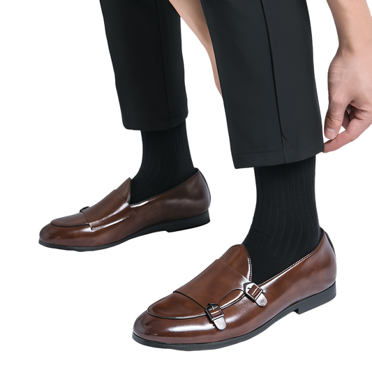 Bryan - Pánské formální kožené mokasíny s dvojitou přezkou