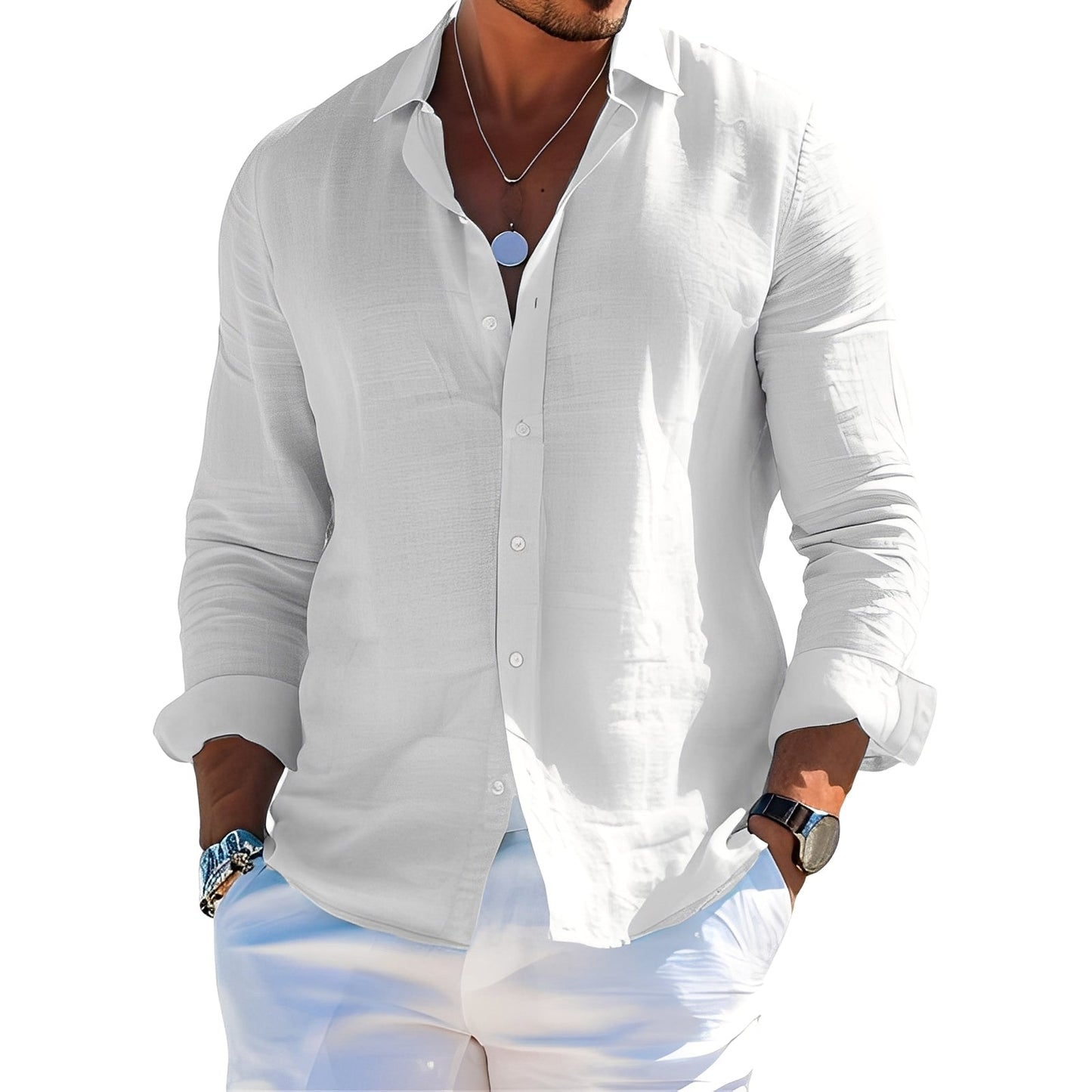 Félicien - Klasická polokošile s dlouhými rukávy pro muže