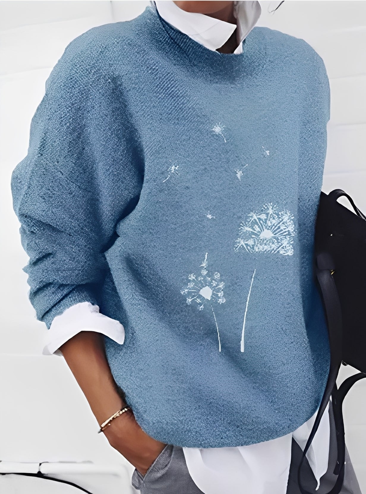 Milly - Stylový, volně střižený dámský svetr s potiskem