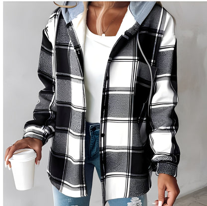 Éliette - Zimní kostkovaná mikina s kapucí pro ženy