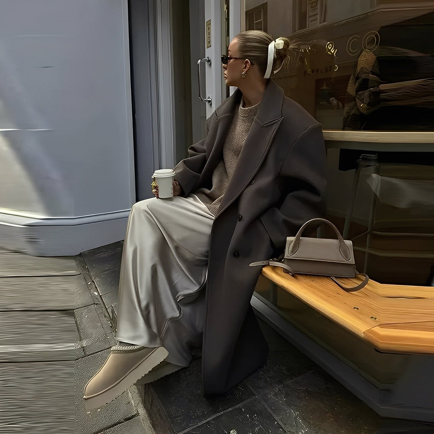 Veronica - Módní, volně padnoucí dlouhý dámský kabát