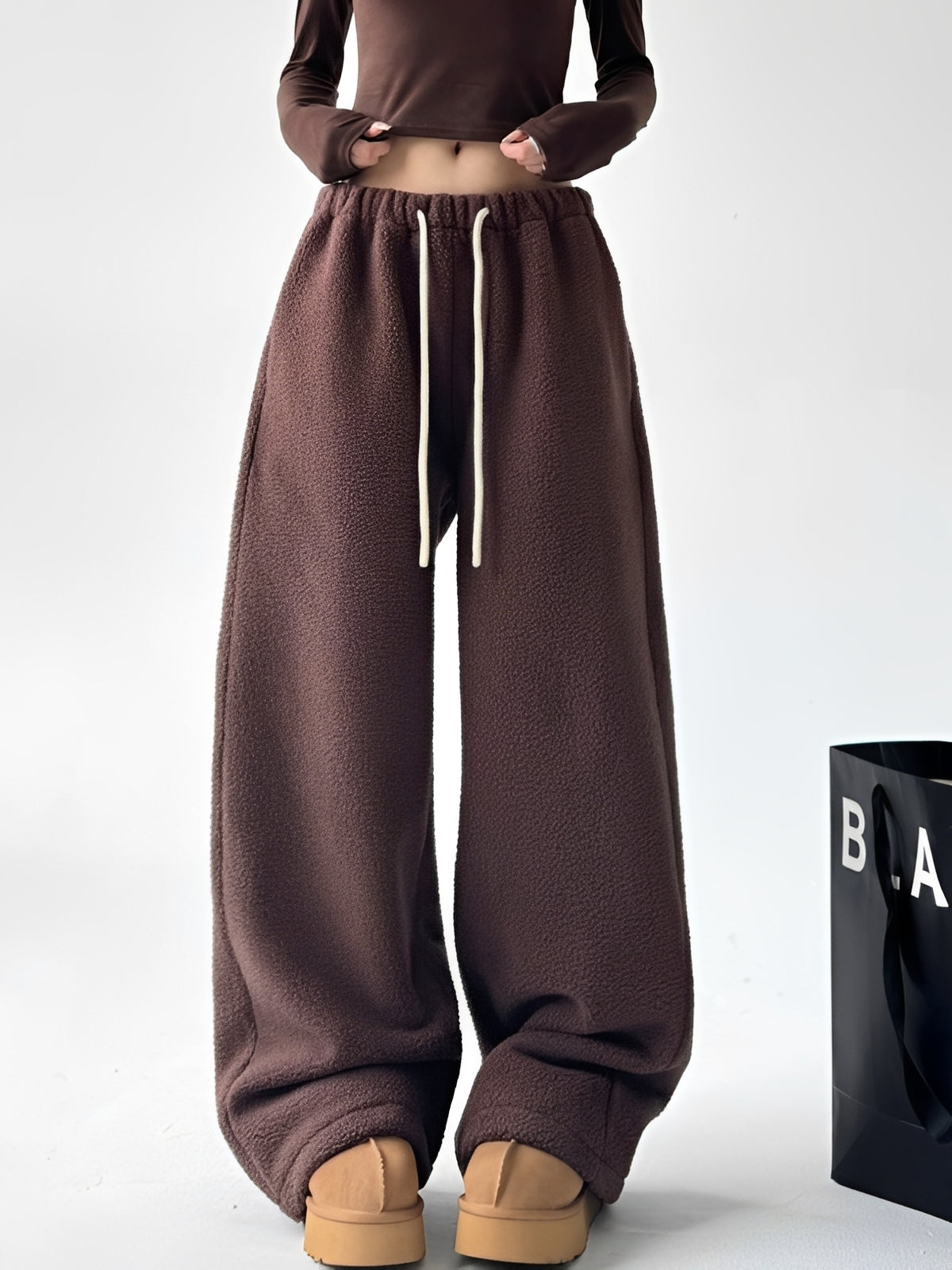 Connie - Dámské široké fleece kalhoty pro relaxaci