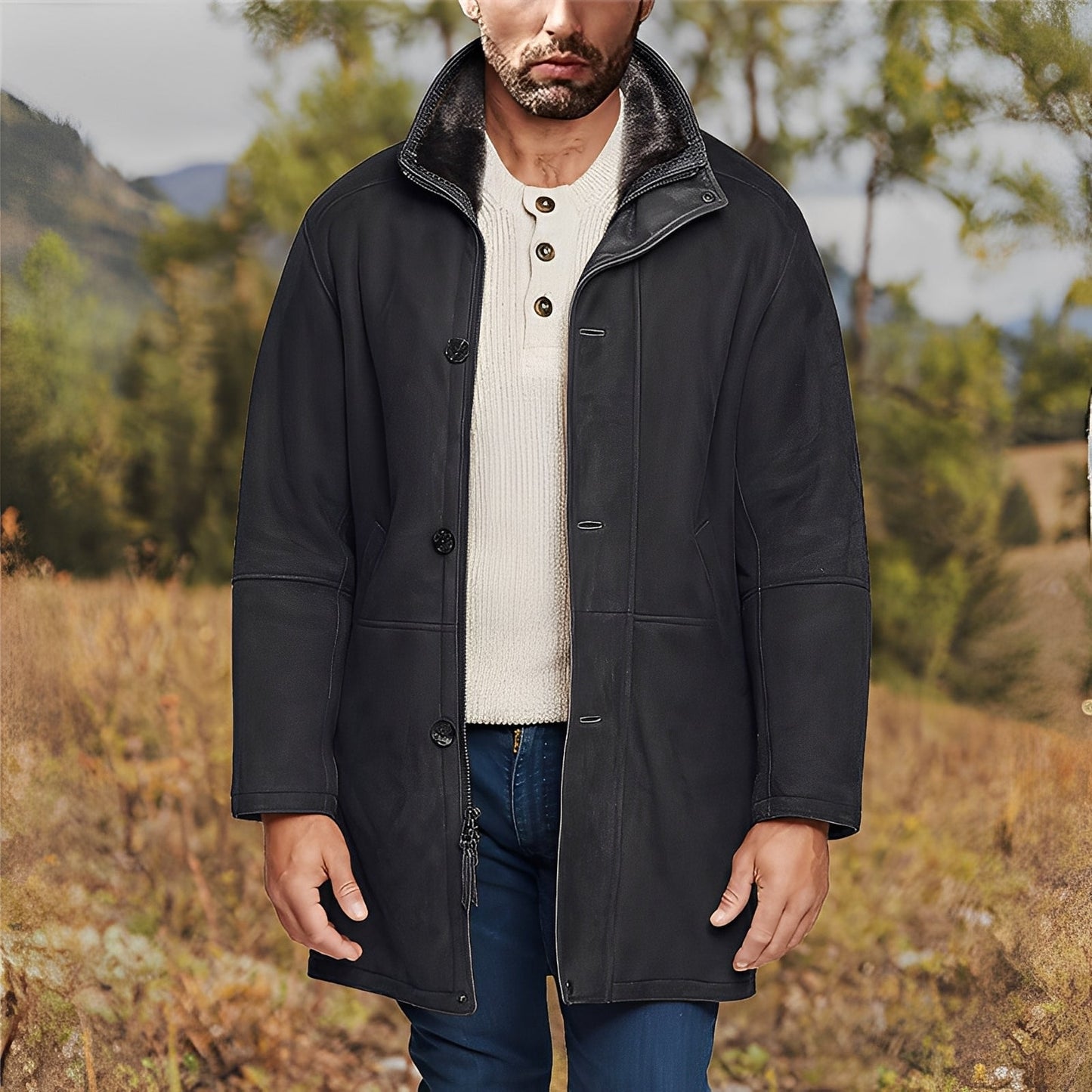 Eddie - Tradiční semišová pánská bunda střední délky