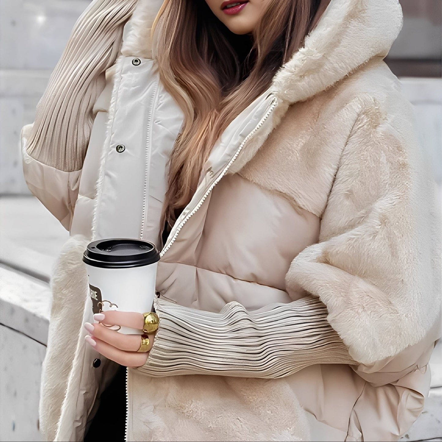 Alayna - Stylová a módní bunda s umělou kožešinou pro ženy