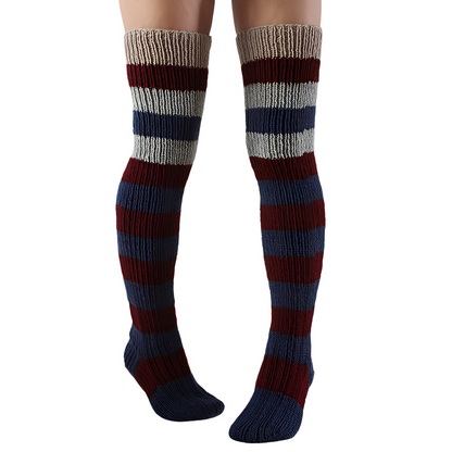 Rhianna - Stylové dlouhé ponožky s pruhy pro ženy