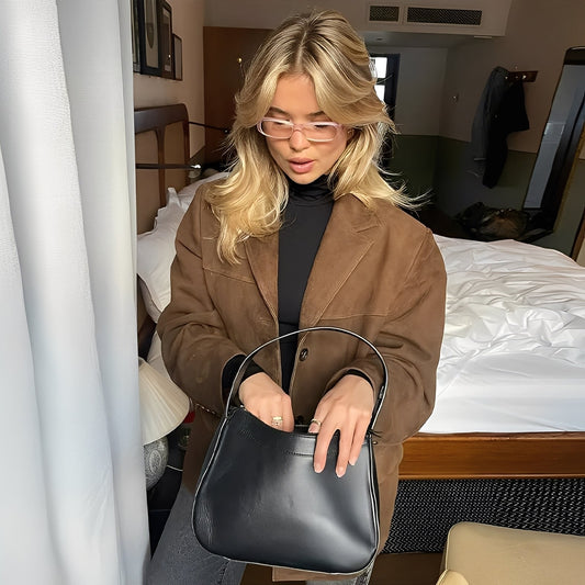 Laura - Ženská klasická koženková bunda s obráceným límcem