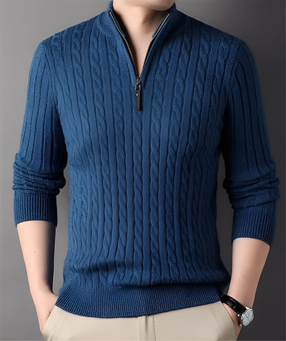 Damian - Současný pletený svetr s zipem pro muže