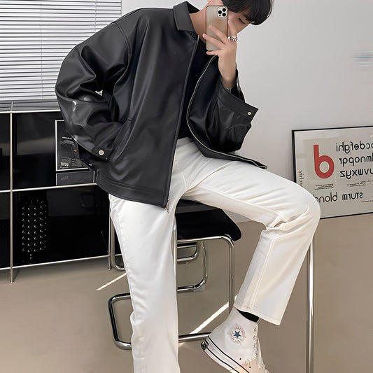 Russell - Elegantní pánská velká kožená bomber bunda