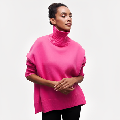 Margery - Dámský svetr s volným střihem a vysokým límcem