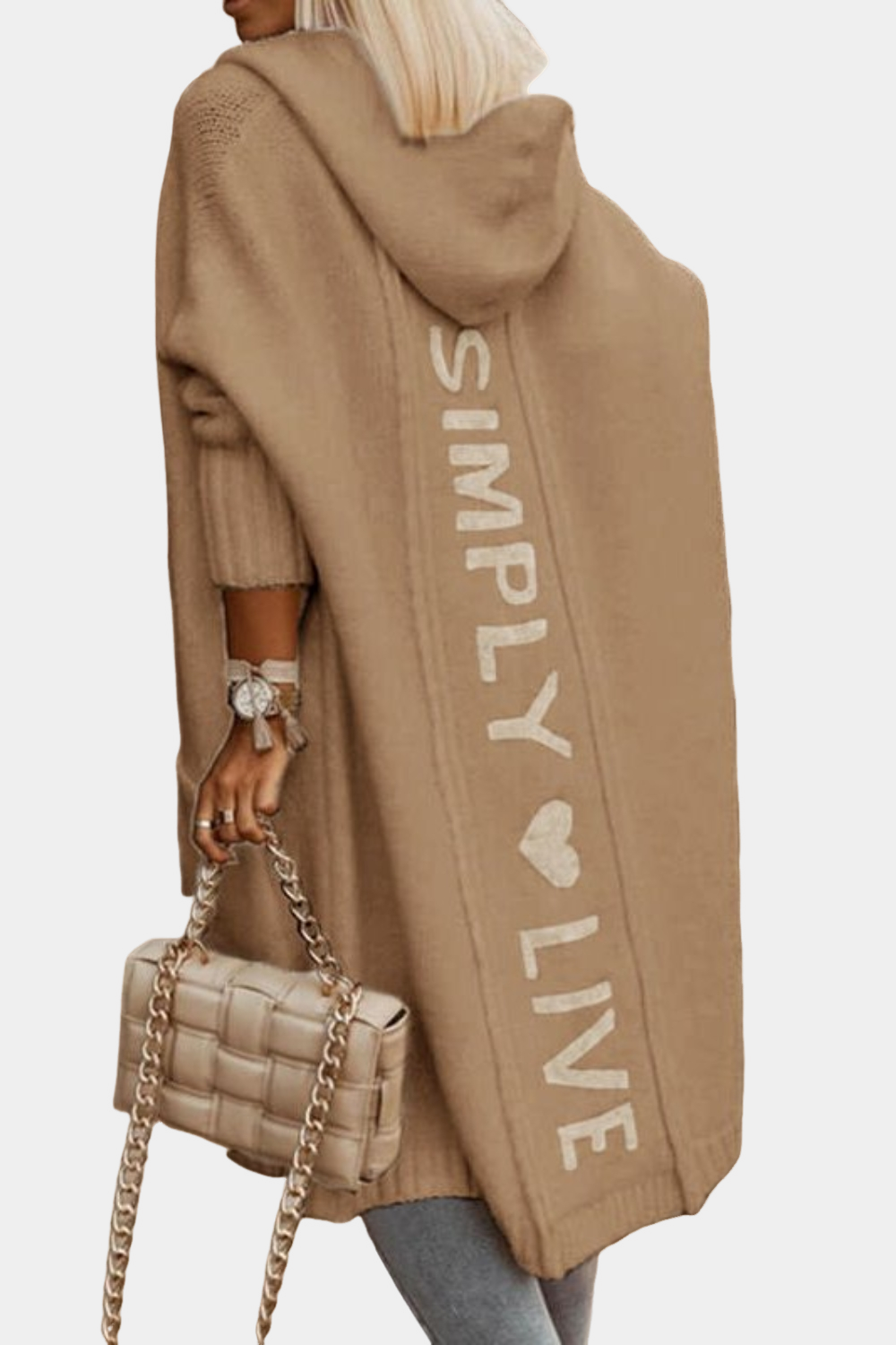 Melyssa - Pohodlná, volná, dlouhá pletená dámská bunda