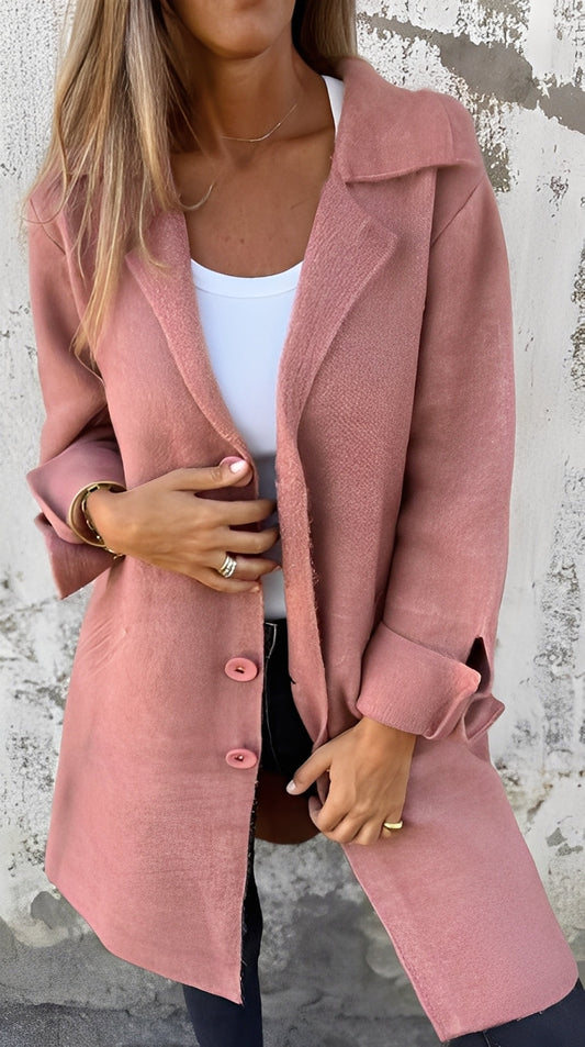 Meridith - Stylový dlouhý kabát s reverzním límcem pro ženy