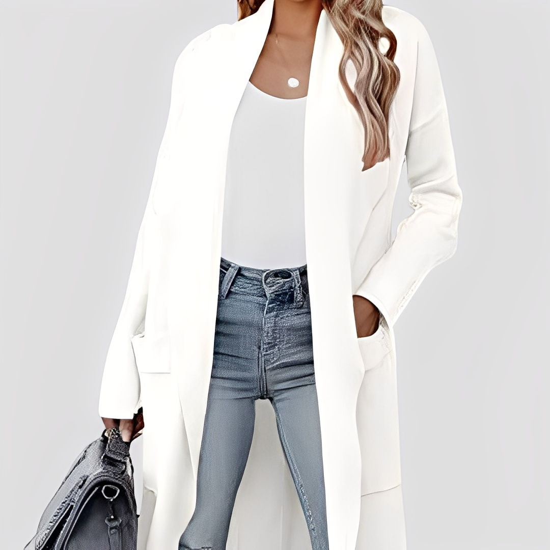 Chantal - Pohodlný dlouhý dámský tweedový svetr