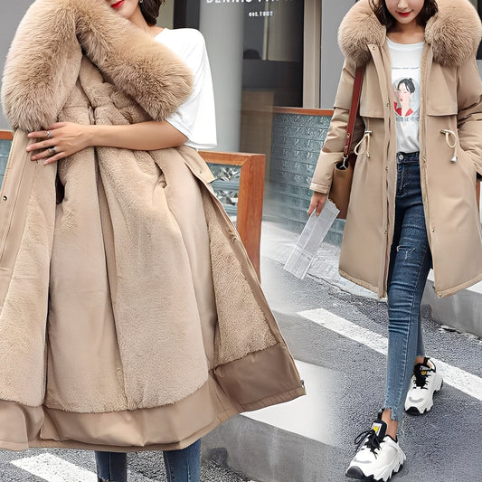 Evette - Stylový, teplý, vycpaný dámský kabát s kapucí