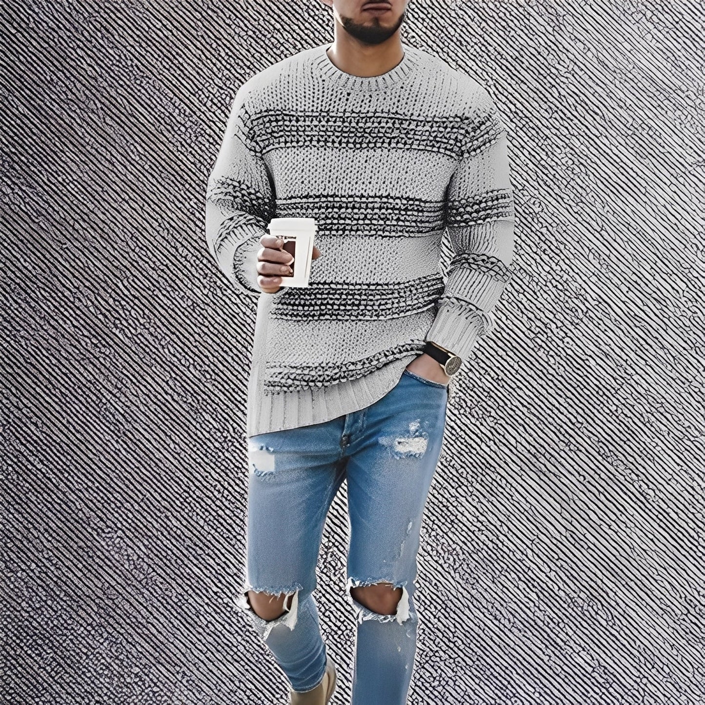 Kenzo - Svetr s měkkými pruhy pro muže