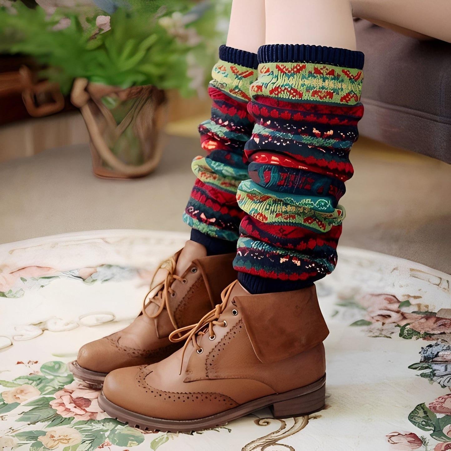 Suzanna - Módní, hřejivé, silné bavlněné ponožky pro ženy