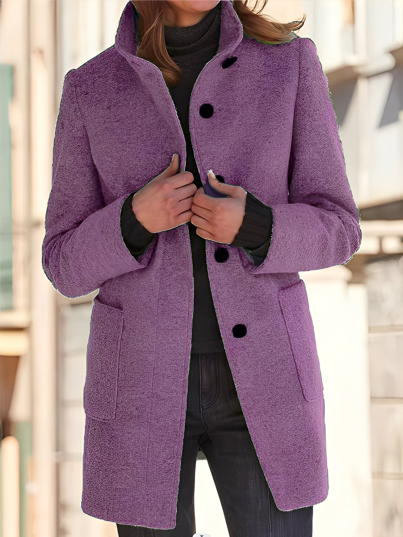 Michele - Dámský vlněný kabát odolný vůči větru