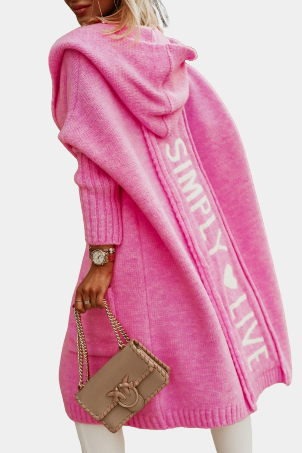 Melyssa - Pohodlná, volná, dlouhá pletená dámská bunda