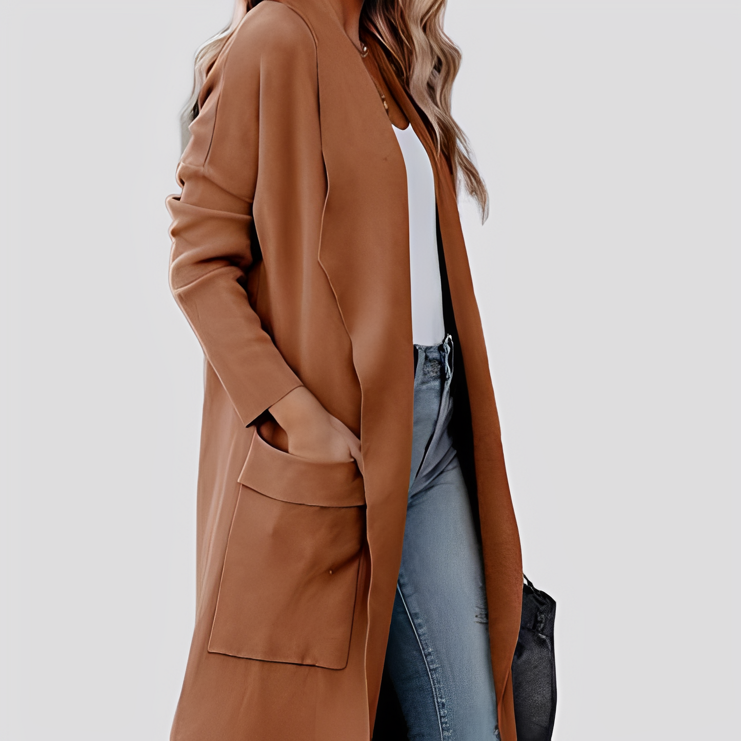 Chantal - Pohodlný dlouhý dámský tweedový svetr