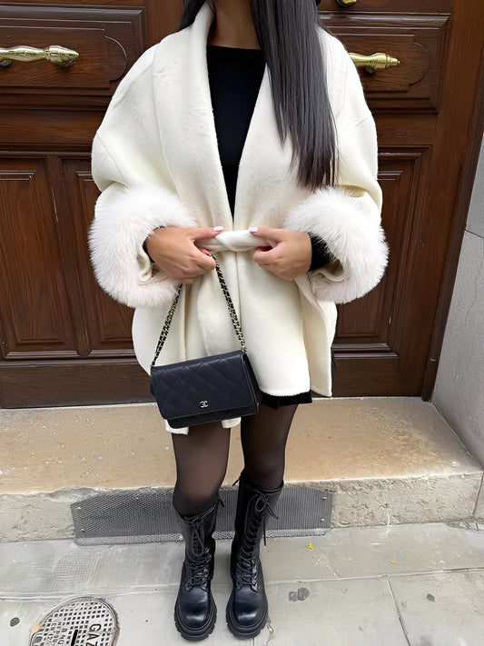 Armani - Elegantní, stylový, s kožešinovým lemem, dlouhý kabát pro ženy