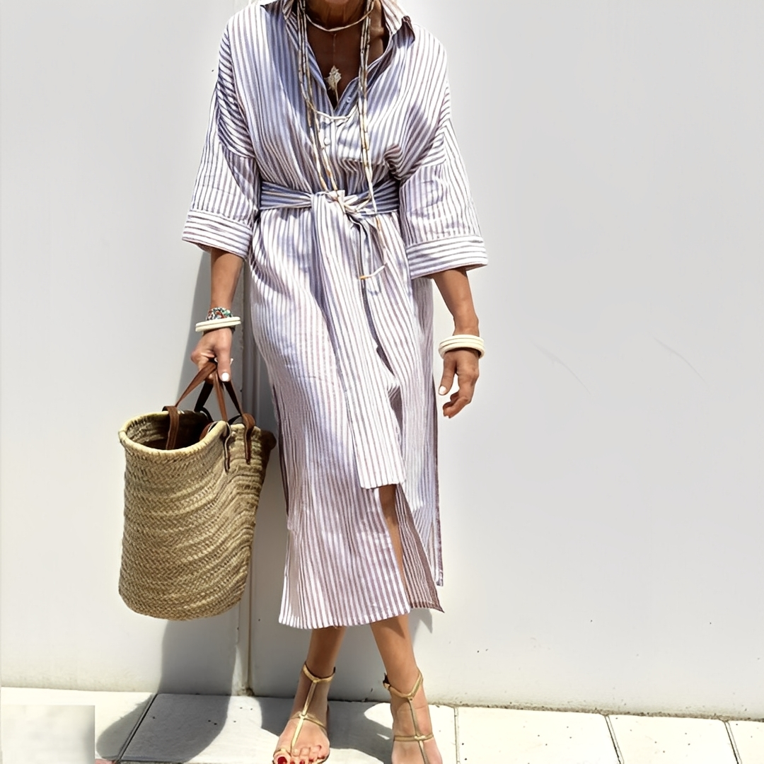 Paulette - Klasické pruhované košilové šaty pro ženy