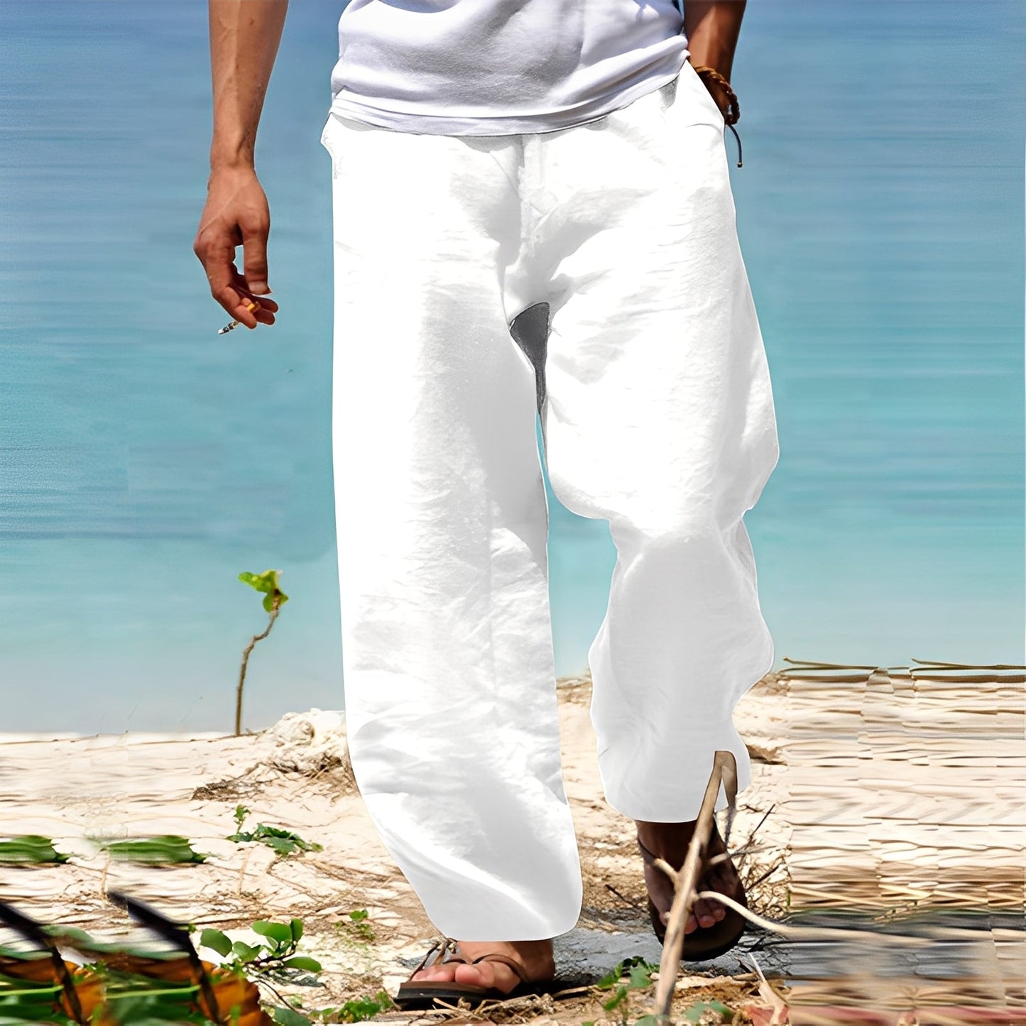 Milan - Moderní lněné kalhoty pro muže