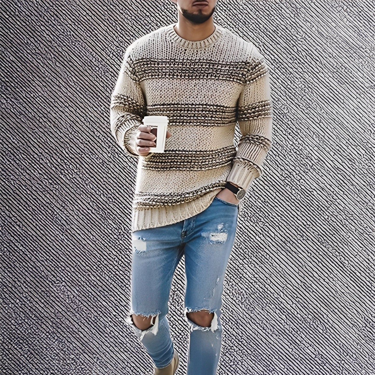 Kenzo - Svetr s měkkými pruhy pro muže