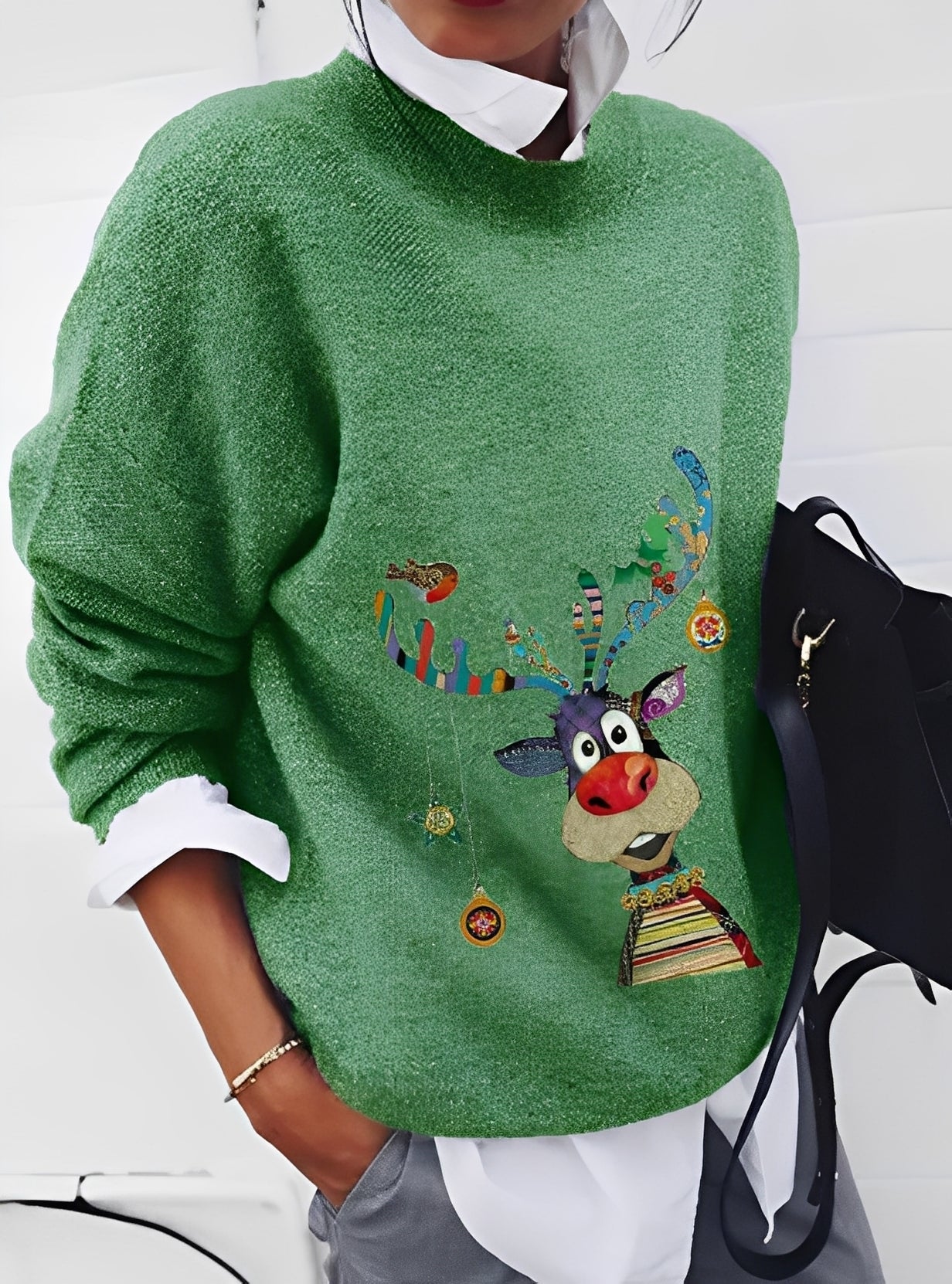 Milly - Stylový, volně střižený dámský svetr s potiskem