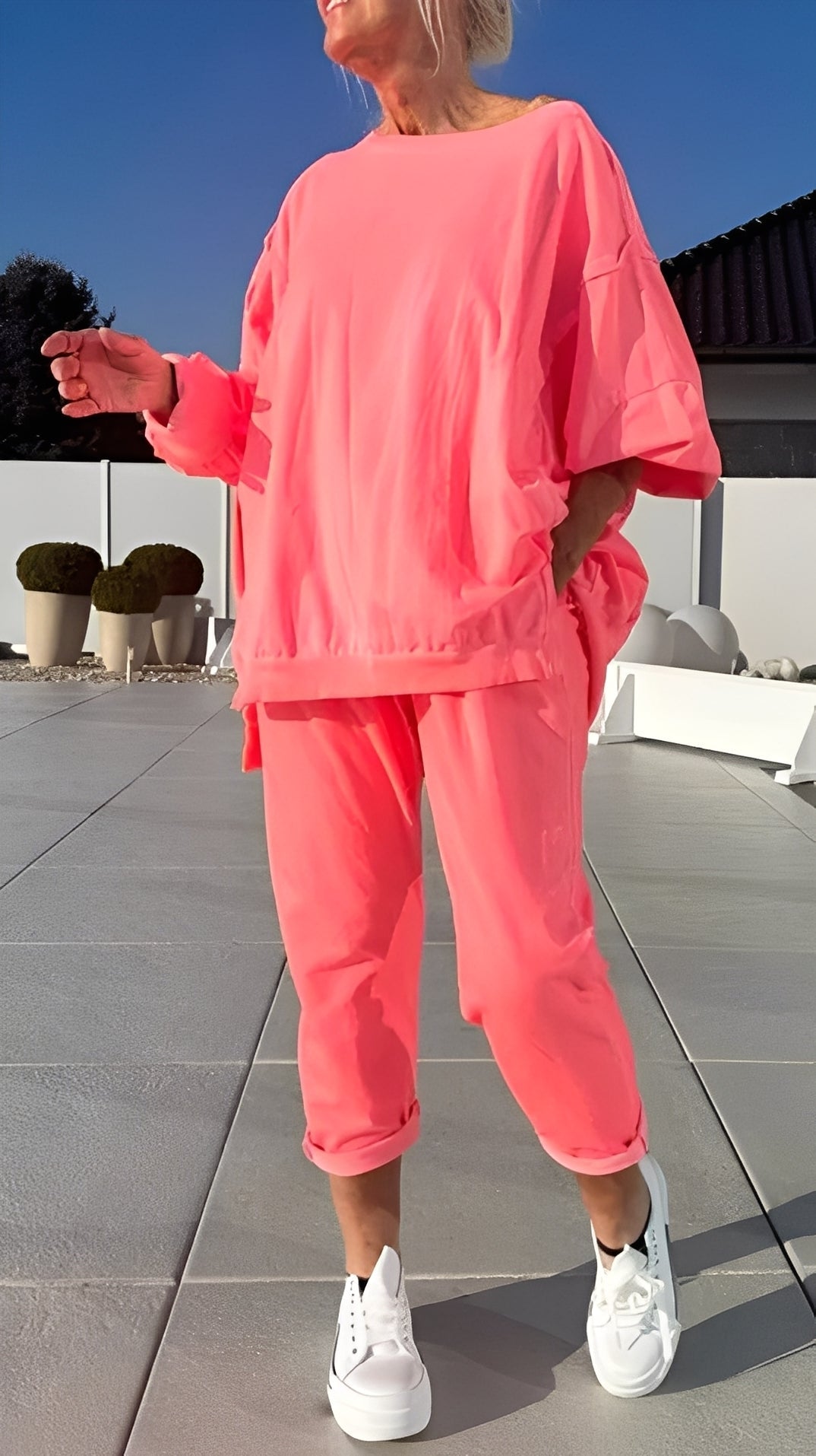 Eleanore - Komfortní souprava s volným topem a kalhotami pro ženy