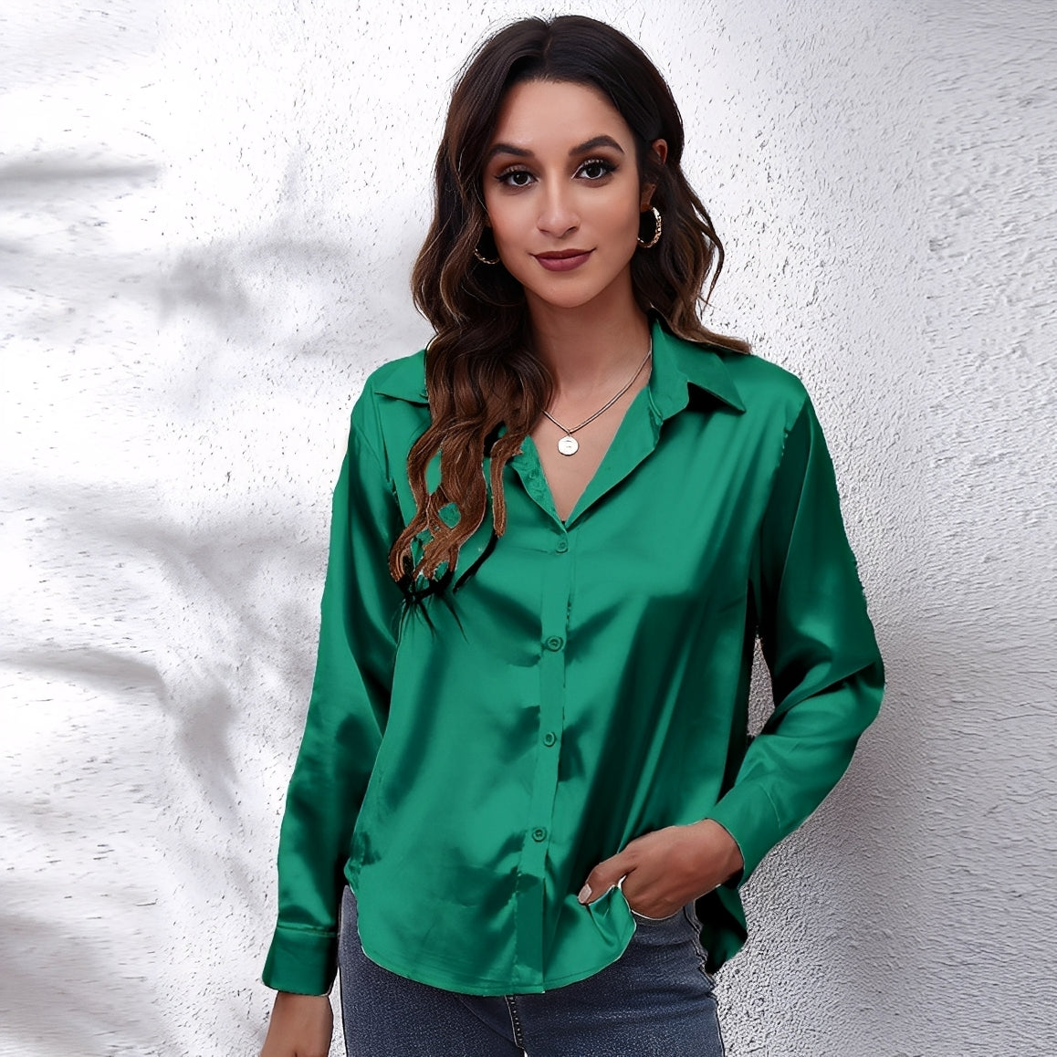 Haylee - Volný ženský svetr z hedvábí s dlouhými rukávy