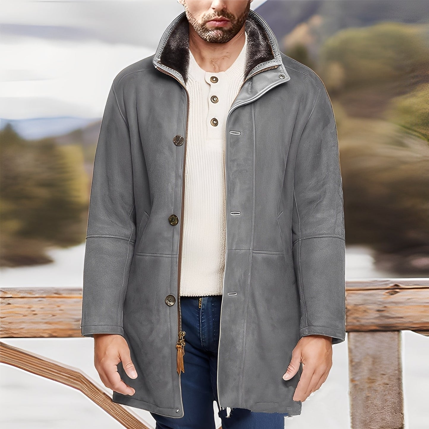 Eddie - Tradiční semišová pánská bunda střední délky