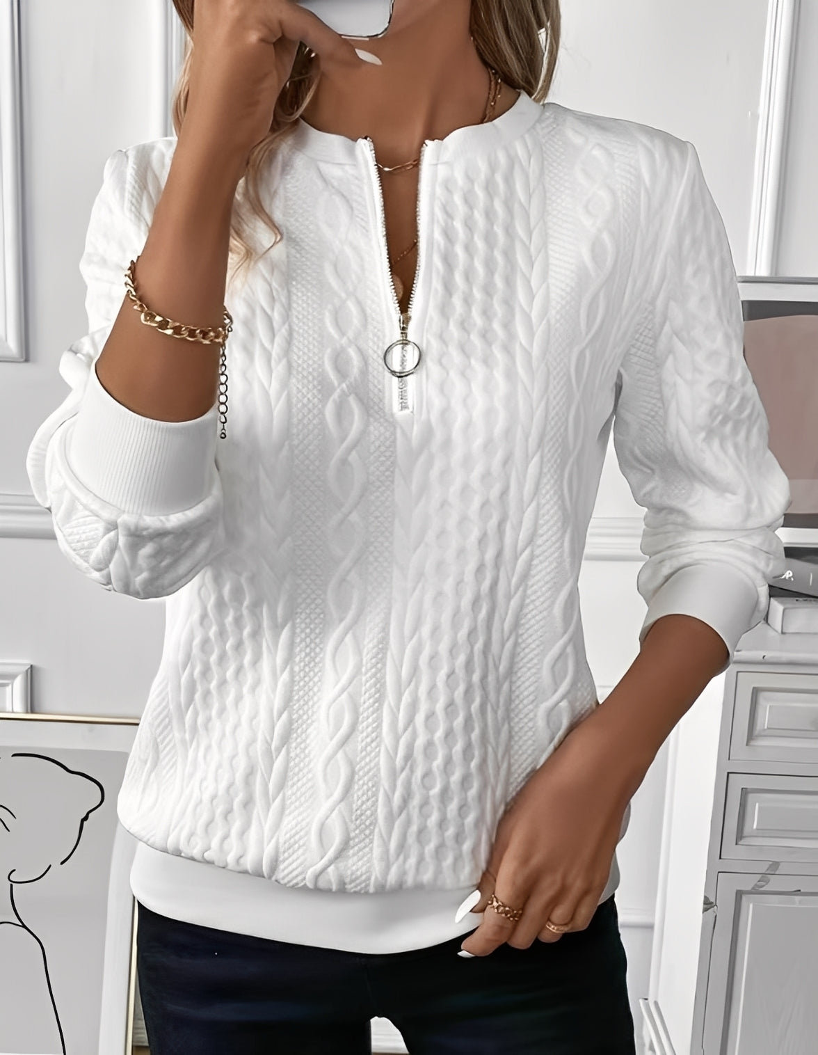 Davida - Elegantní svetr s jemným prošíváním pro ženy