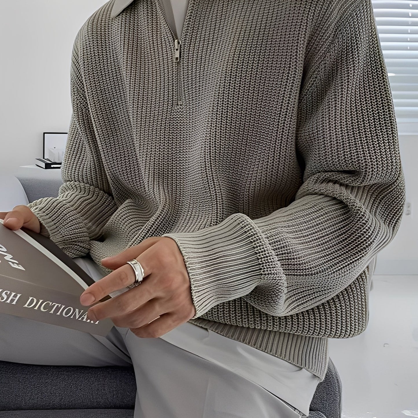 Jeffrey - Elegantní, volně pletený pánský svetr