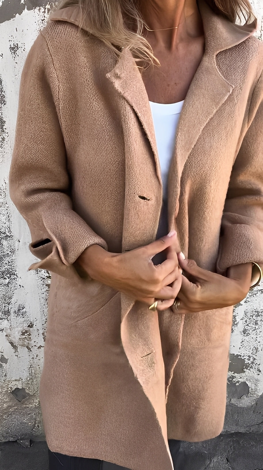 Meridith - Stylový dlouhý kabát s reverzním límcem pro ženy