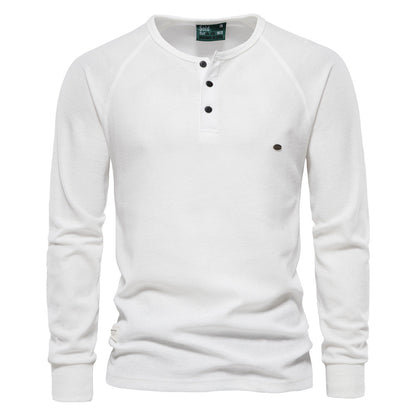 Jacob - Casual men's shirt with long sleeves and waffle pattern