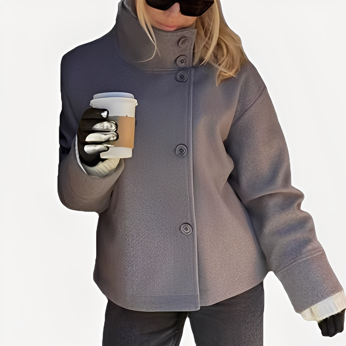 Carolyn - Stylový jednřadý vlněný kabát pro ženy