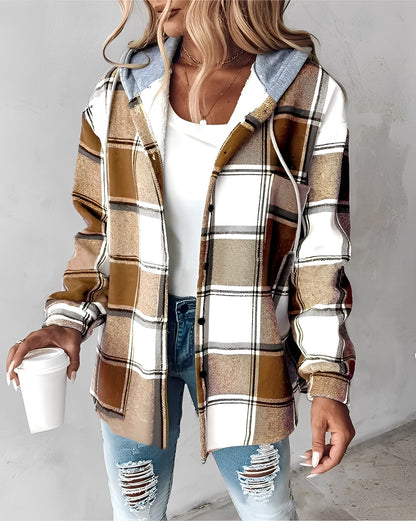 Éliette - Zimní kostkovaná mikina s kapucí pro ženy