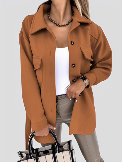 Tiffanie - Moderní, lehká vlněná bunda s převráceným límcem pro ženy