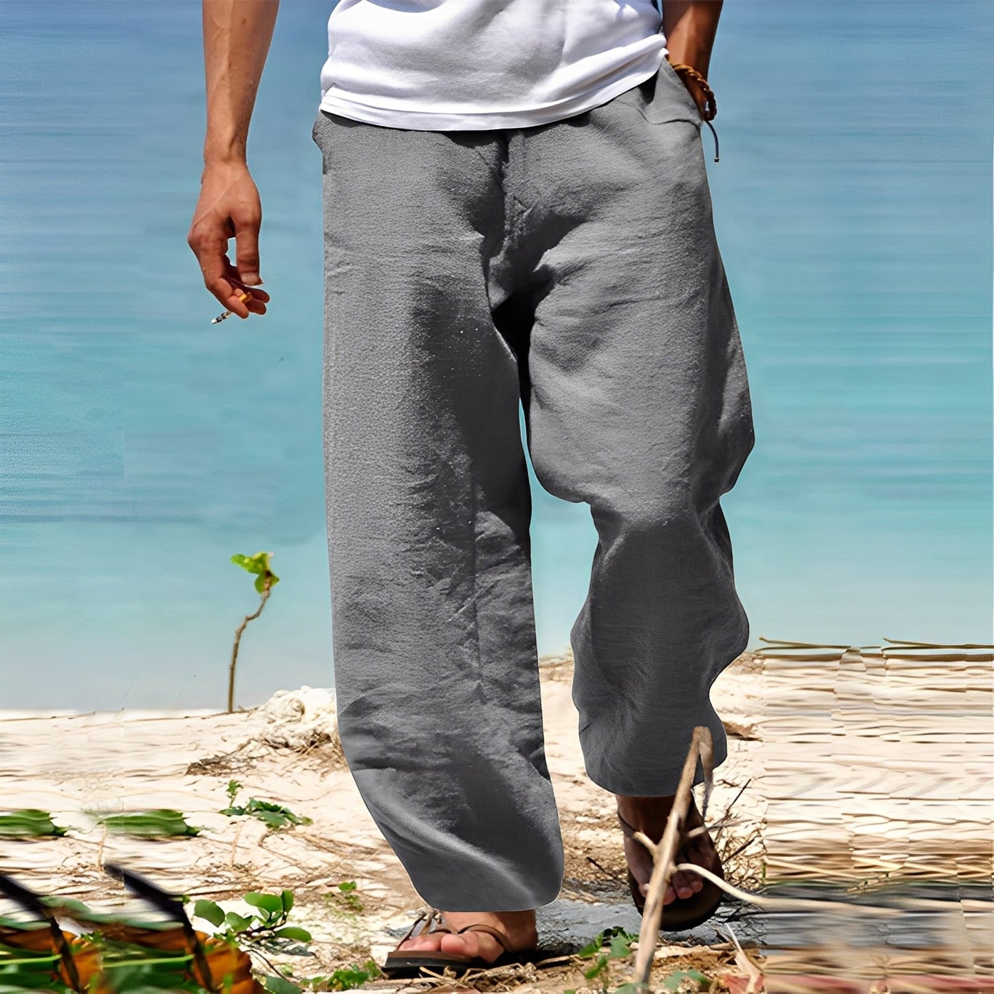 Milan - Moderní lněné kalhoty pro muže