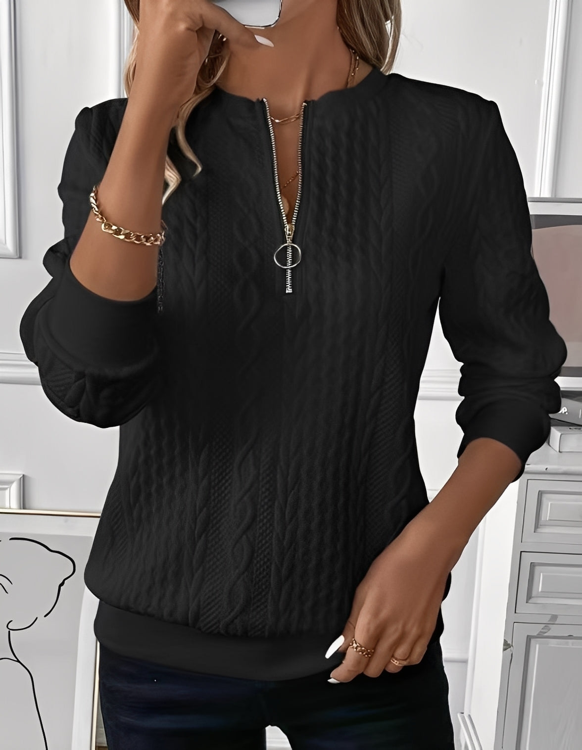 Davida - Elegantní svetr s jemným prošíváním pro ženy