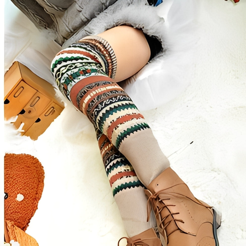 Suzanna - Módní, hřejivé, silné bavlněné ponožky pro ženy
